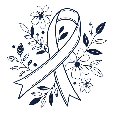 ribbon campaign with flowers and leafs vector illustration design vector illustration designのイラスト素材