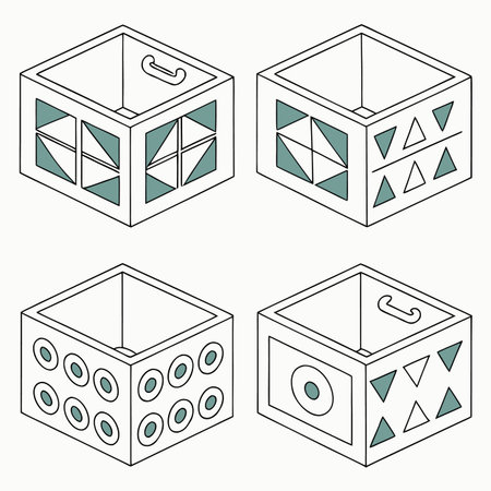 Set of Isometric Cube Boxes. Vector Illustration. EPS10のイラスト素材