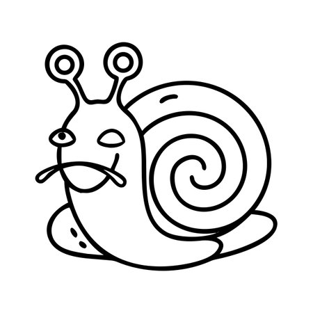 cute little snail cartoon character vector illustration designicon doodleのイラスト素材