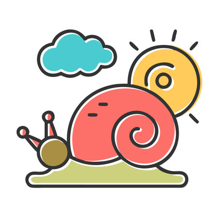 Snail flat color icon. Isolated vector illustration on white background.のイラスト素材