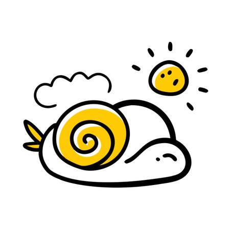 Cute hand drawn snail on a white background. Vector illustration.のイラスト素材