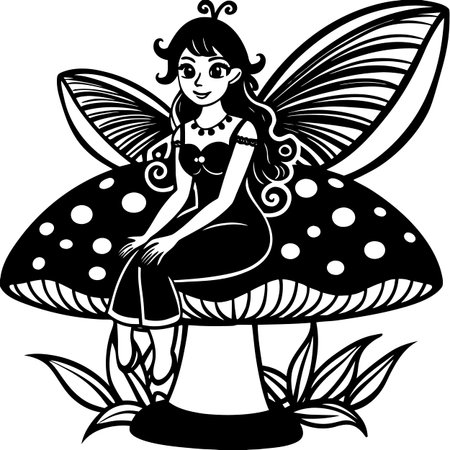beautiful fairy.Mushroom.Vector illustration ready for vinyl cutting.のイラスト素材