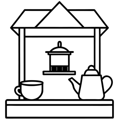 tea house with teapot and tea cup vector illustration designのイラスト素材