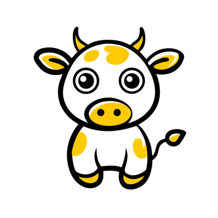 Cute cartoon cow. Vector illustration. Isolated on white background.のイラスト素材