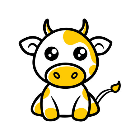 Cute cartoon cow isolated on a white background. Vector illustration.のイラスト素材