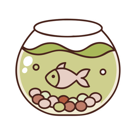 cute fish in aquarium with seaweed isolated icon vector illustration designのイラスト素材
