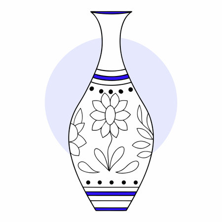 Decorative vase with floral ornament. Vector illustration in doodle style.のイラスト素材