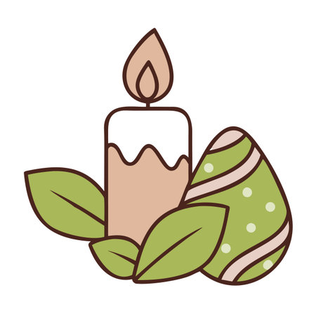 Easter egg with candle and leaves vector illustration graphic design vector illustration graphic designのイラスト素材