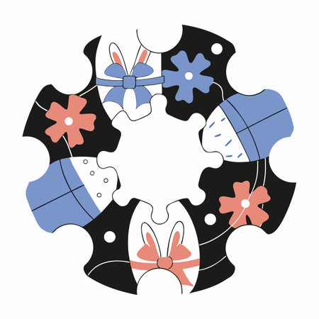 Christmas wreath with snowflakes. Vector illustration in flat style.のイラスト素材