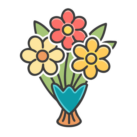 Bouquet of flowers icon. Flat color design. Vector illustration.のイラスト素材