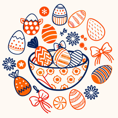 Easter eggs doodle set. Hand drawn vector illustration.のイラスト素材