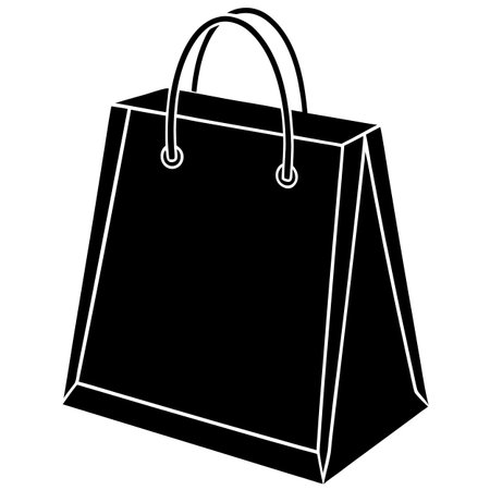Shopping bag icon. Black and white illustration of shopping bag.のイラスト素材