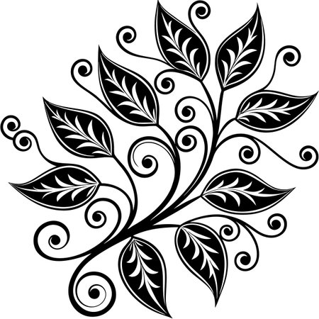 abstract floral ornament with leaves on a white background, vector illustrationのイラスト素材