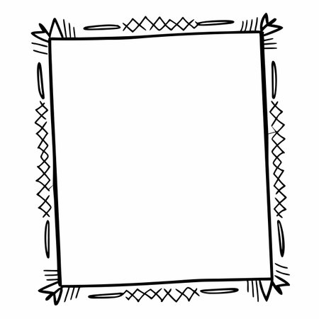 Square frame doodle hand drawn vector illustration. Square frame doodle design element.のイラスト素材
