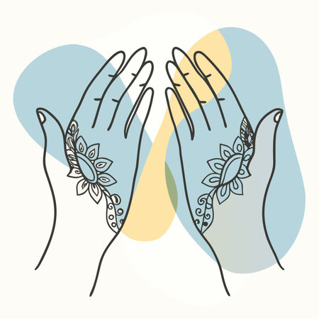 Hands with floral ornaments. Hand drawn vector illustration.のイラスト素材