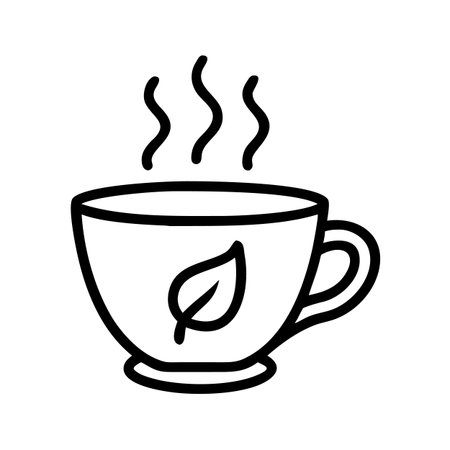 Coffee cup vector illustration, line design icon editable outlineのイラスト素材
