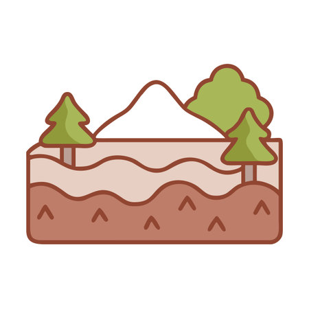 landscape with mountains and trees icon cartoon vector illustration graphic design vector illustration graphic designのイラスト素材