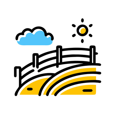 Rural landscape vector, Agriculture related filled design editable stroke iconのイラスト素材