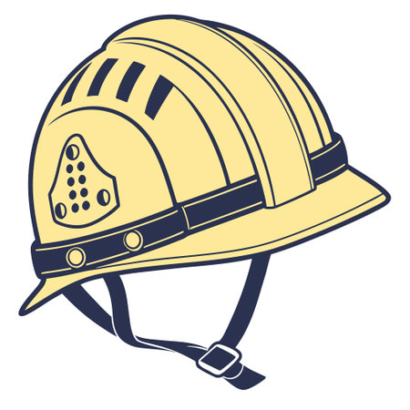 Firefighter helmet isolated on white background. Vector illustration in retro style.のイラスト素材