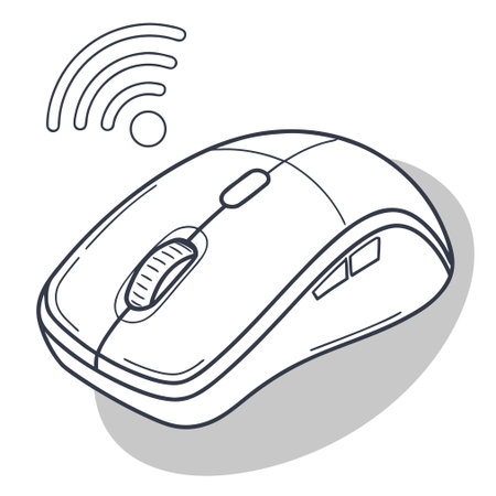 Wireless computer mouse icon. Vector illustration in doodle styleのイラスト素材