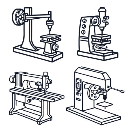 Illustration of a CNC milling machine on a white backgroundのイラスト素材