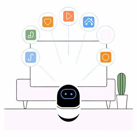 Illustration of a robot assistant managing smart home devices, showcasing the integration of...