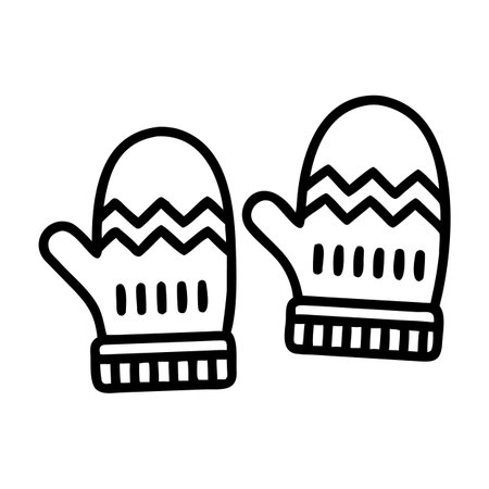 Winter gloves vector, Barbecue related line design editable outline iconのイラスト素材