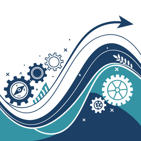 An elegant abstract vector illustration featuring smooth, flowing gradient waves, ideal for modern corporate, technology, or creative design backgrounds.のイラスト素材