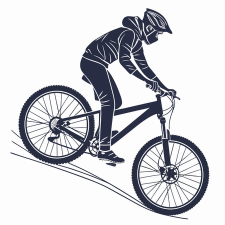 A modern silhouette of a mountain bike, constructed using simple geometric shapes for a clean, stylized look.のイラスト素材