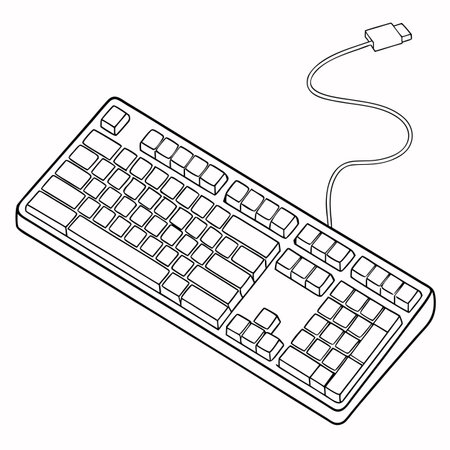 A clean, minimalist outline icon of a keyboard seen from a top view, representing technology, input, and digital communication.のイラスト素材