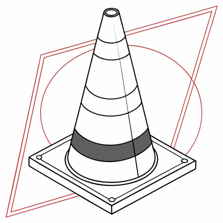 A simple, geometric line art outline of a safety cone, commonly used for caution and warning in various settings.のイラスト素材