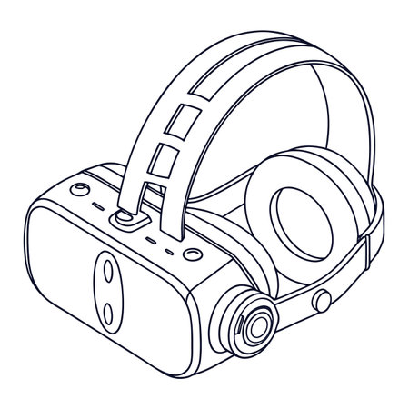 A sleek, minimal vector outline of a VR headset, symbolizing virtual reality, gaming, future technology, and immersive experiences.のイラスト素材