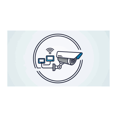 CCTV Security Camera Icon. Thin Line Design. Vector Illustration.
