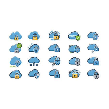 Set of icons for cloud computing. Vector illustration in a flat style.