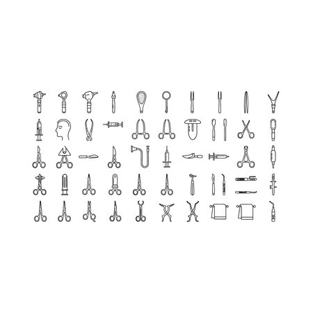 Set of hand drawn doodle tools icons. Vector illustration.のイラスト素材