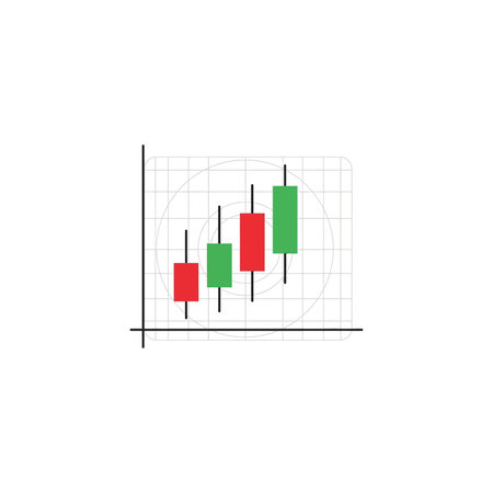 Candlestick chart icon in flat style. Graph vector illustration on white isolated background. Chart business concept.のイラスト素材