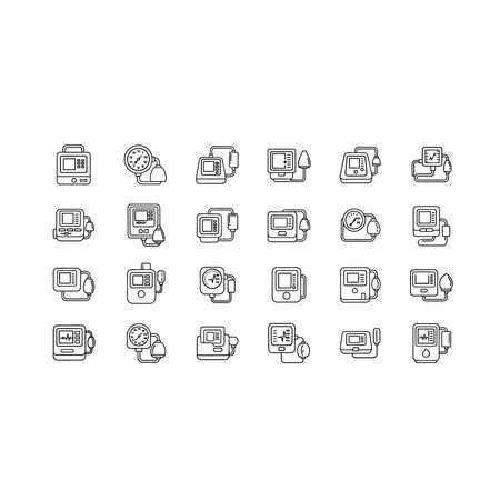 Set of vector line icons of computers. Modern minimalistic flat designのイラスト素材