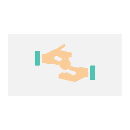 Hands with coins icon, vector illustration. Flat design style.のイラスト素材
