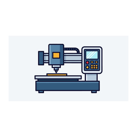Illustration of CNC milling machine. Flat style vector icon.
