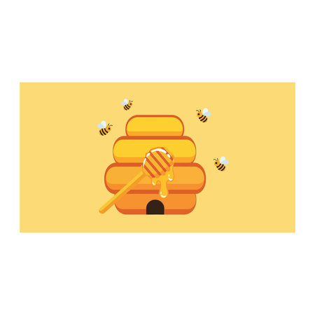 Honeycomb and bees flat icon. Vector illustration of honeycombs.
