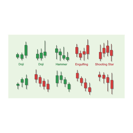Vector illustration of a set of forex candlestick charts.のイラスト素材