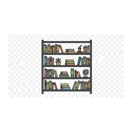 Bookshelf icon. Isolated vector illustration on white background.