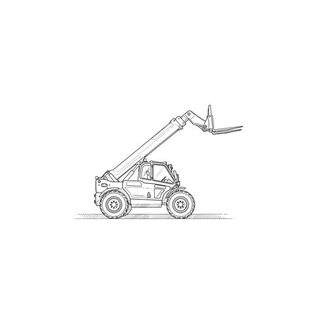 Forklift truck icon. Hand drawn vector illustration. Isolated on white background.