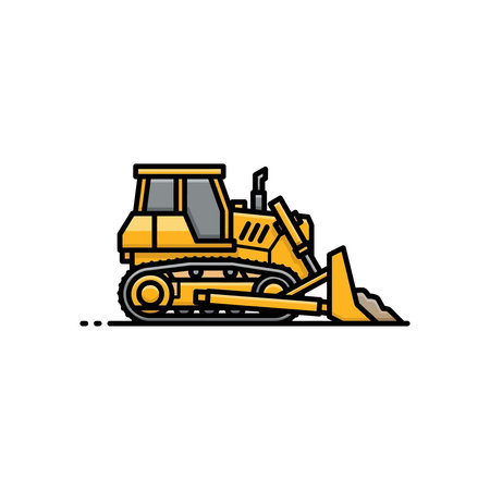 Bulldozer icon. Construction equipment. Vector illustration in flat style