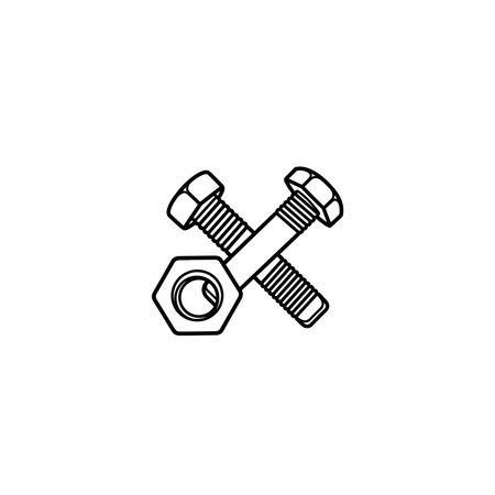 Bolt and nut icon. Element of industrial design. Premium quality graphic design. Signs, symbols collection icon for websites, web design, mobile app on white backgroundのイラスト素材