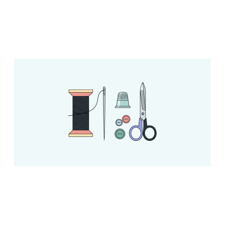 Sewing tools and accessories. Vector illustration in flat style.