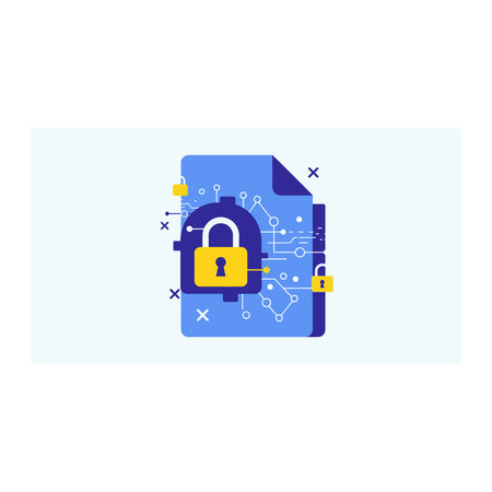 Data security concept with padlock and folder. Flat style vector illustration.