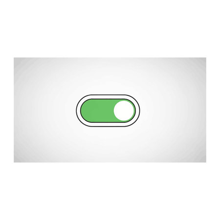 Green button icon on white background. Vector illustration for web design.