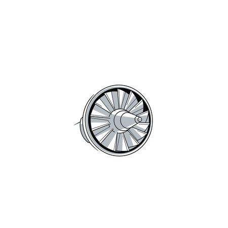 Vector illustration of a jet engine on a white background. Design element