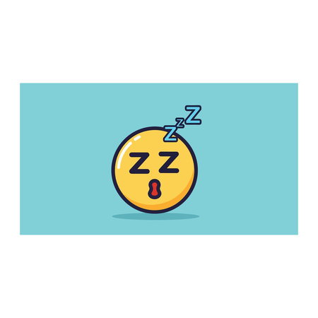 A cute sleeping emoji face with Zzz symbols above, representing sleep, relaxation, tiredness, or needing a break from activityのイラスト素材
